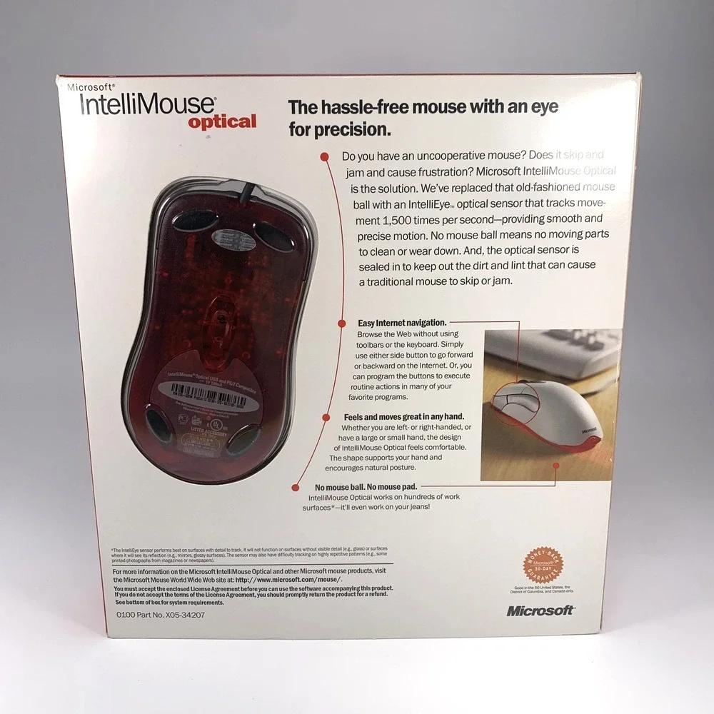 Microsoft Intellimouse Optical Mouse X05-34207 PC MAC USB PS/2 Vintage